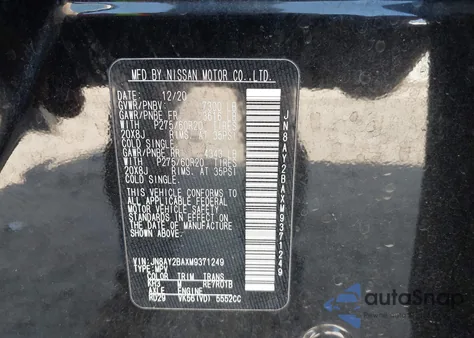 2021 Nissan Armada Sl 2Wd from USA, damaged, VIN JN8AY2BAXM9371249